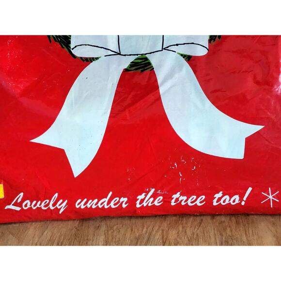 Vintage Vinyl Poinsettia Christmas Tablecloth 52" x 70" Waterproof NOS - Picture 2 of 9